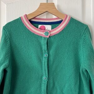 Mini Boden Green Cat Cardigan Size 9-10Y